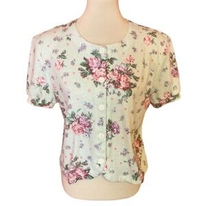 Vintage 90s Fritzi of California girly floral button down top